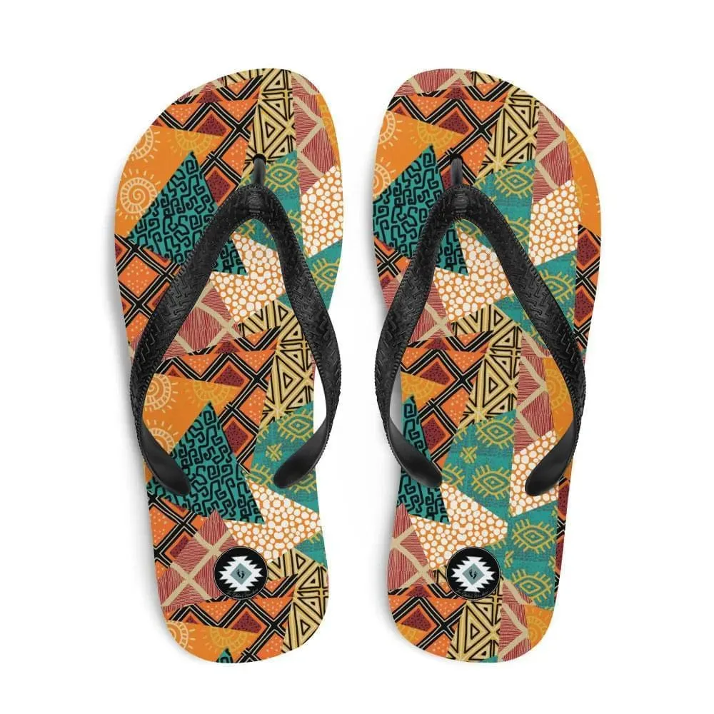 African Patchwork Flip Flops