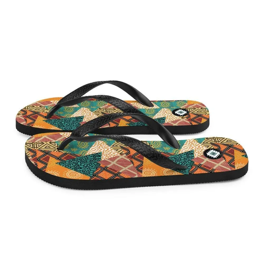 African Patchwork Flip Flops