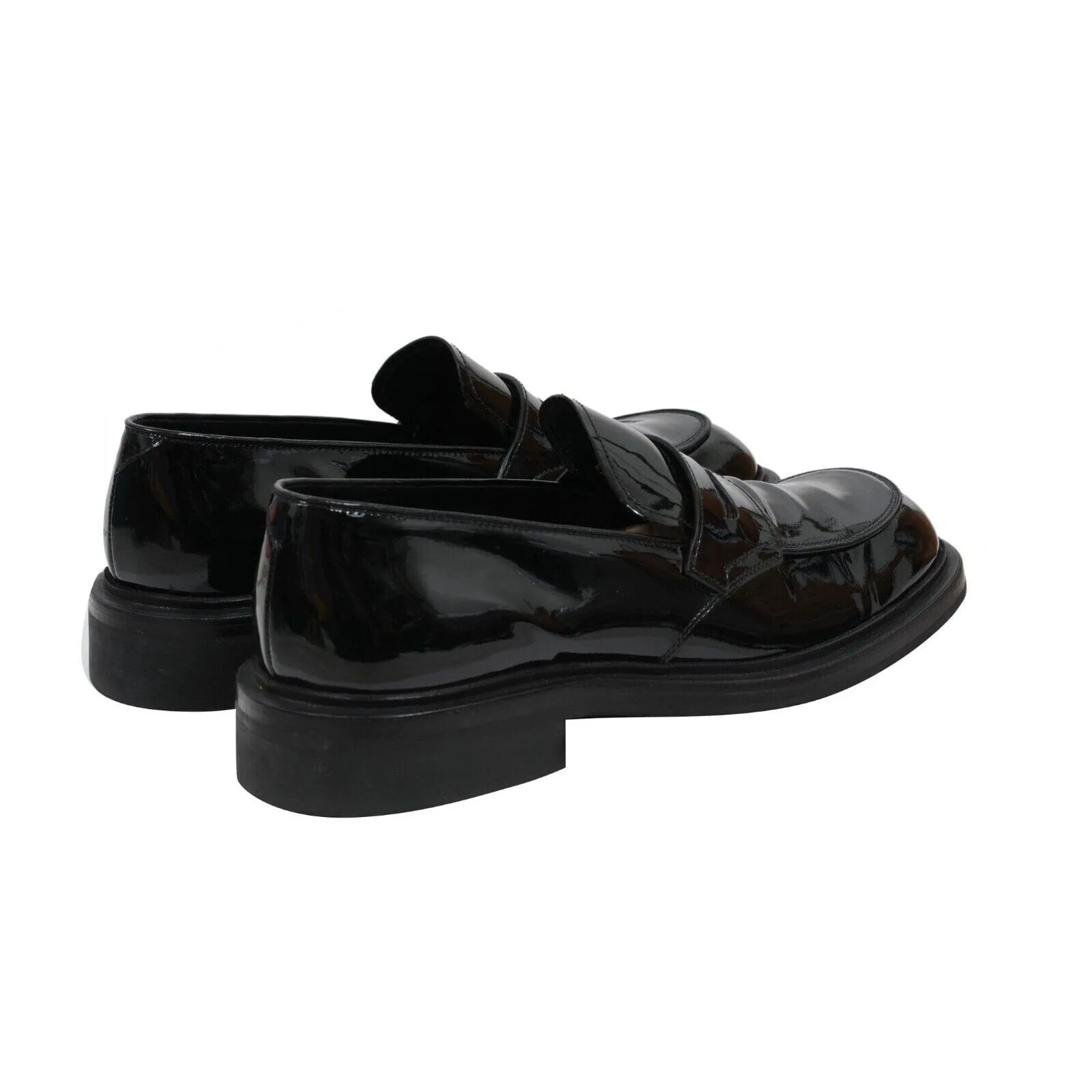 Black Patent Leather Square Toe Penny Loafers