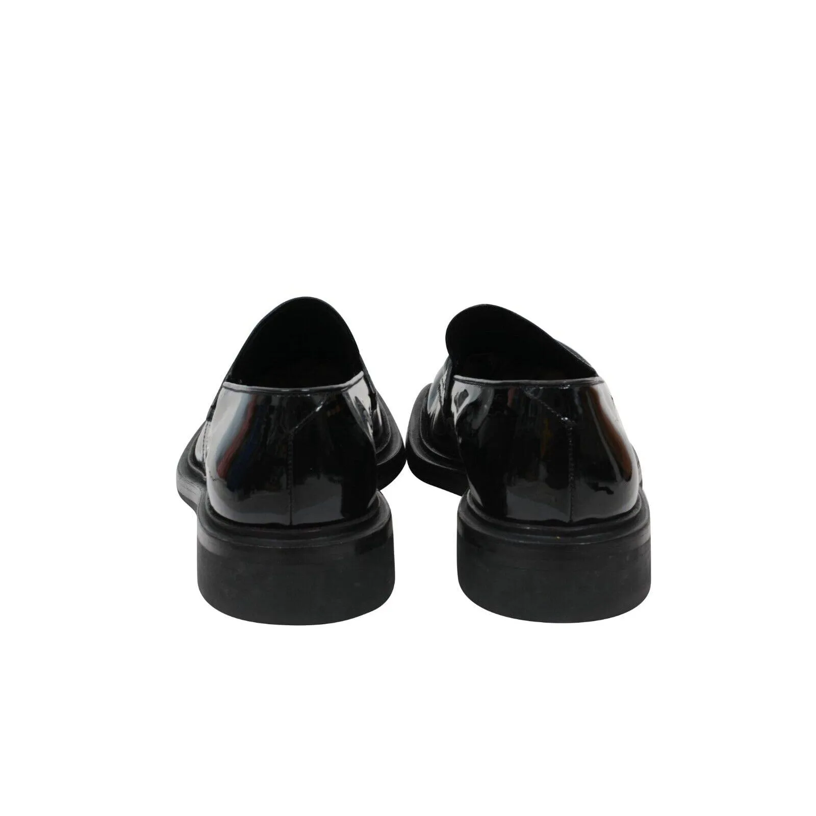 Black Patent Leather Square Toe Penny Loafers