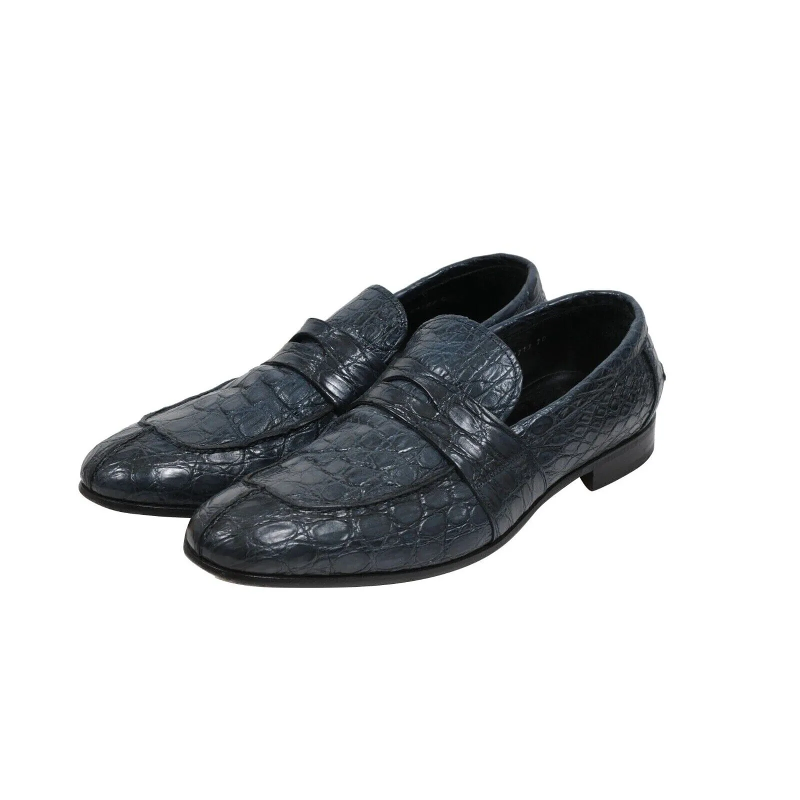 Blue Crocodile Alligator Penny Loafers