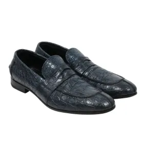 Blue Crocodile Alligator Penny Loafers