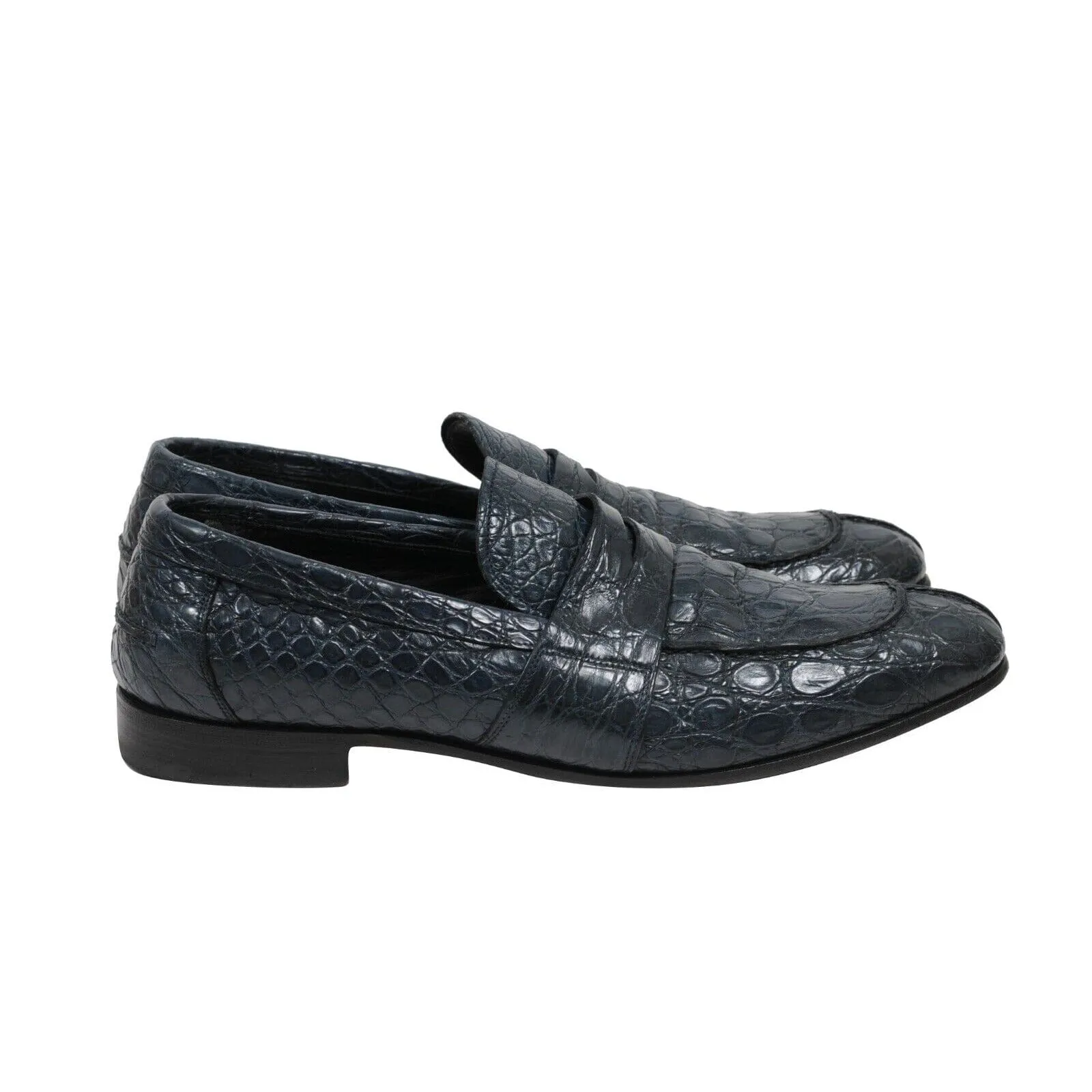 Blue Crocodile Alligator Penny Loafers