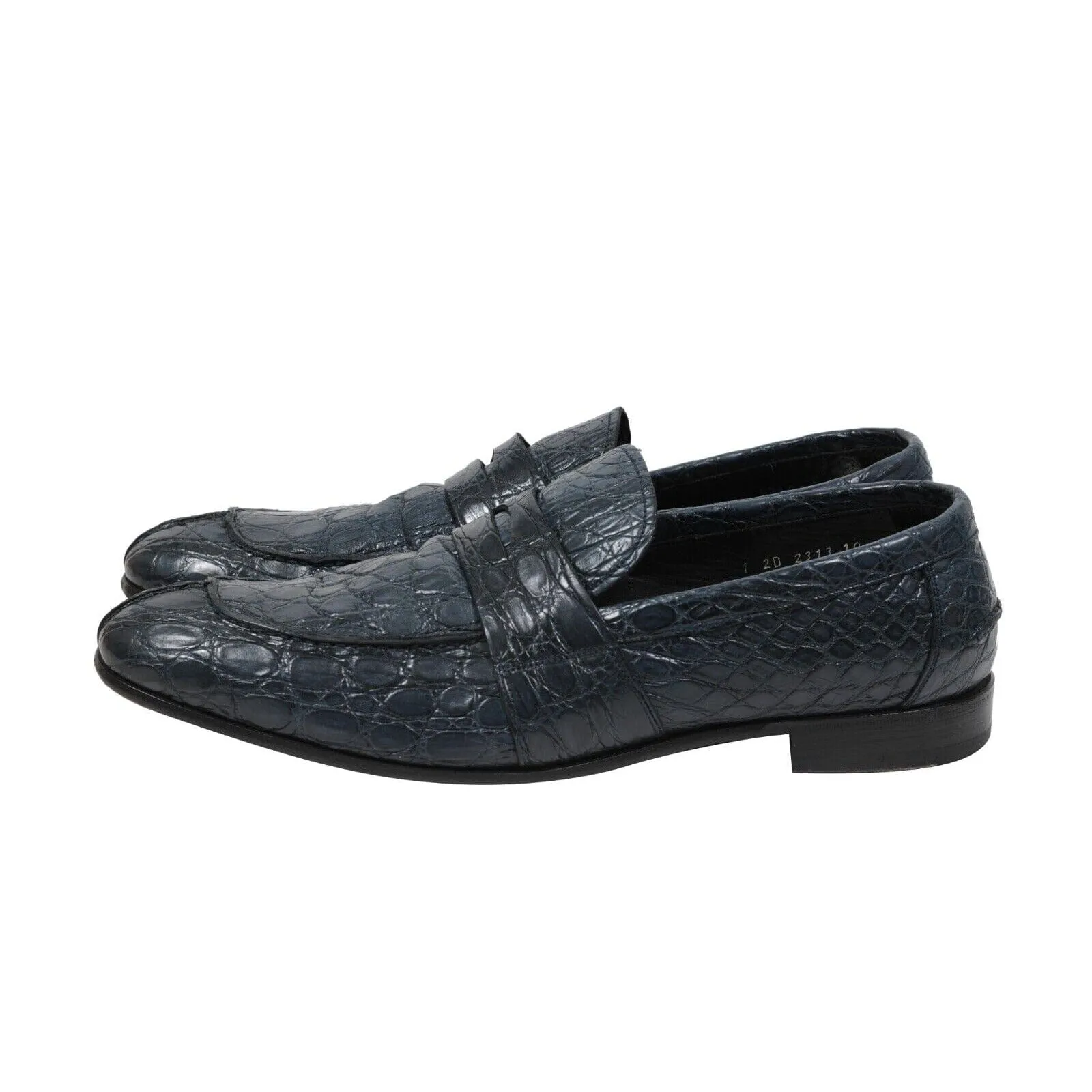 Blue Crocodile Alligator Penny Loafers