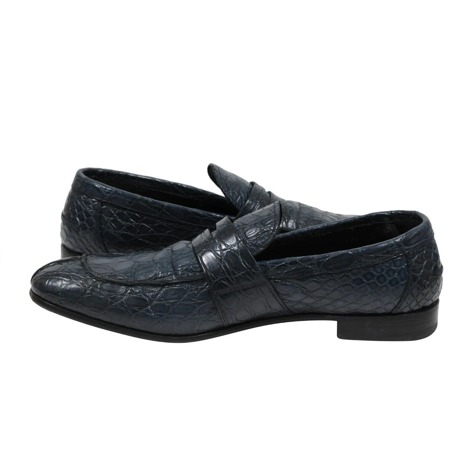 Blue Crocodile Alligator Penny Loafers