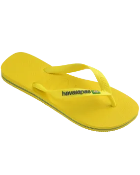 Boys Brasil Logo Neon Flip Flops in Citrus Yellow