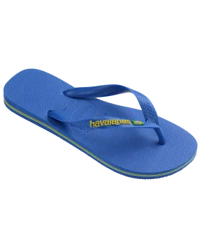 Boys Brasil Logo Neon Flip Flops in Star Blue