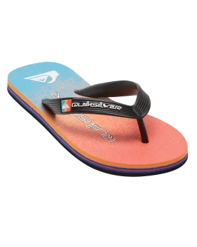 Boys Molokai Art II Flip Flops in Blue, Blue & Orange