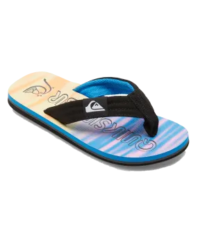 Boys Molokai Layback II Flip Flops in Black, Blue & Pink