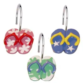 Carnation Home Fashions "Flip Flops" Resin Shower Curtain Hooks - Multi 1.5x1.5"