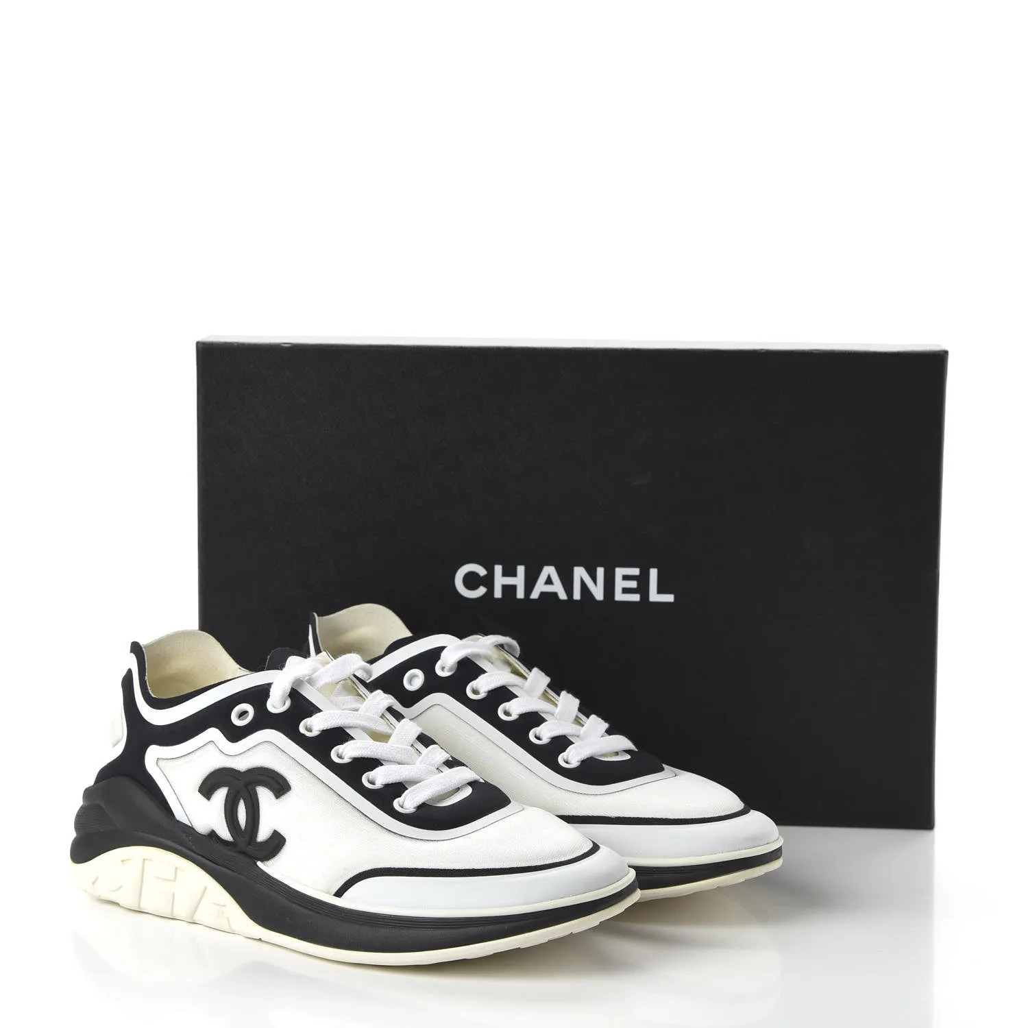 CHANEL CC CALFSKIN MESH LYCRA SNEAKERS