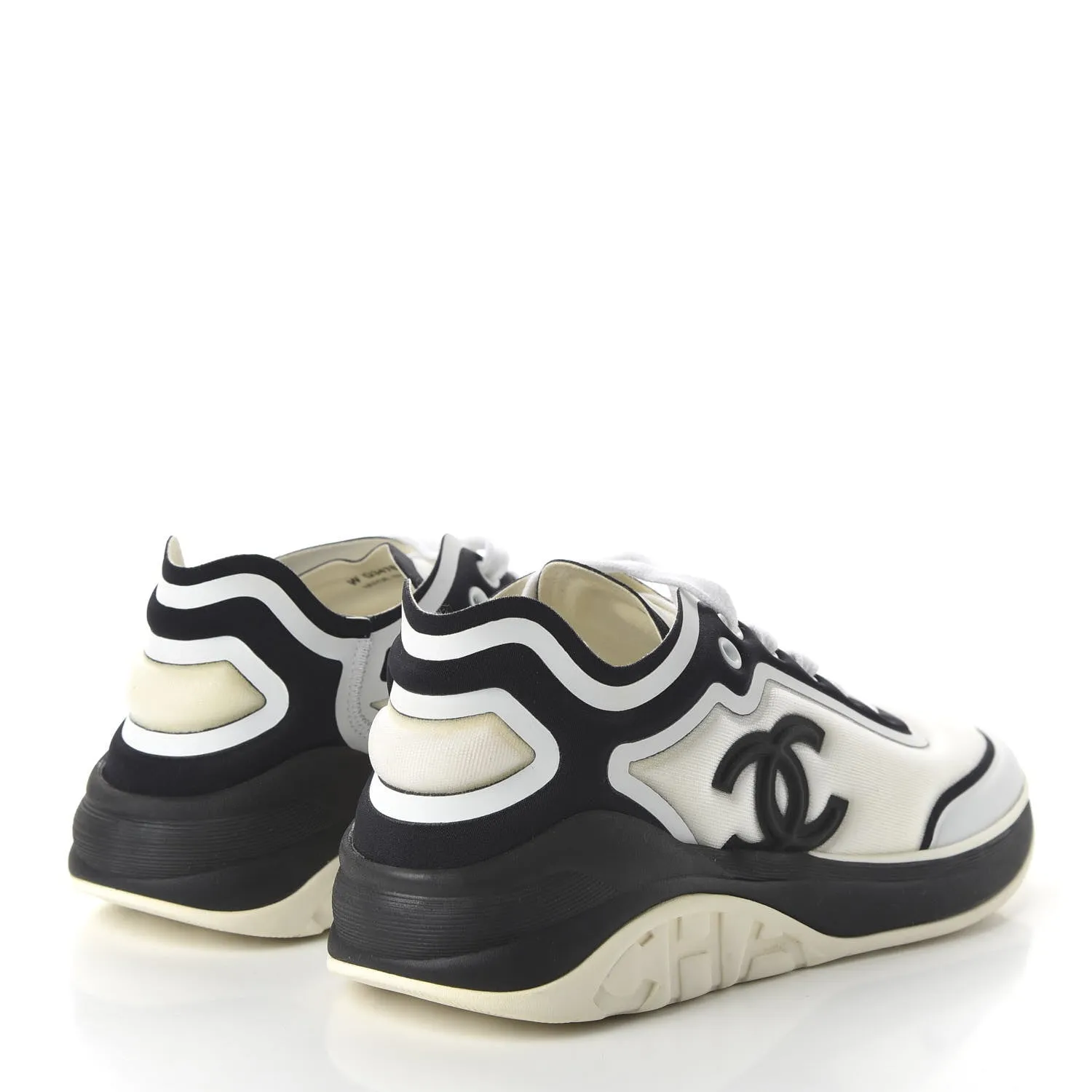 CHANEL CC CALFSKIN MESH LYCRA SNEAKERS