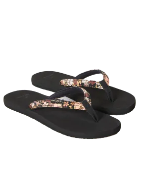 Freedom Bloom Flip Flops in Black & Brown