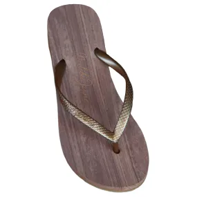 HUNTINGTON FLIP FLOPS WOOD BRONZE