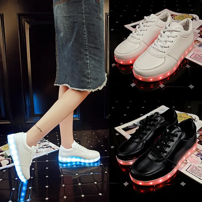 LED Shoes Mens White Low Top Remote Light Shoes