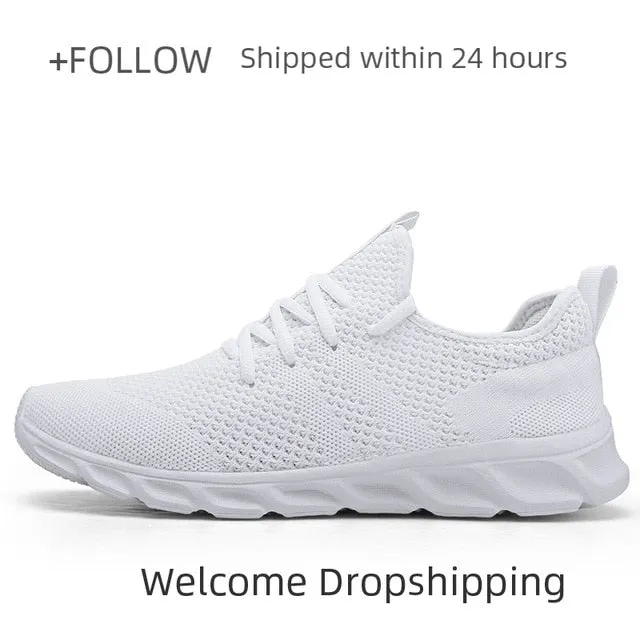 Men Light Running Shoes Flyknit Breathable Lace-Up Jogging Shoes for Man Sneakers Anti-Odor Men's Casual Shoes Drop Shipping