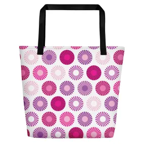 Mid Century Modern Pink FlowerPower Beach Bag