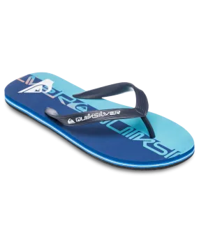 Molokai Art 25 Flip Flops in Nebulas Blue Wordblock