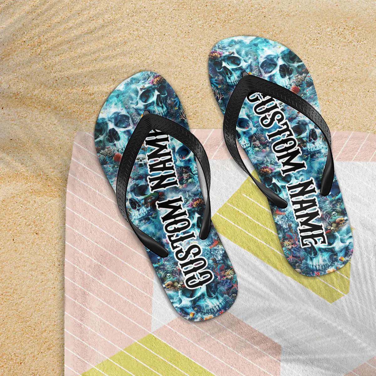 Ocean Skull Beach Flip Flops for Women Beach