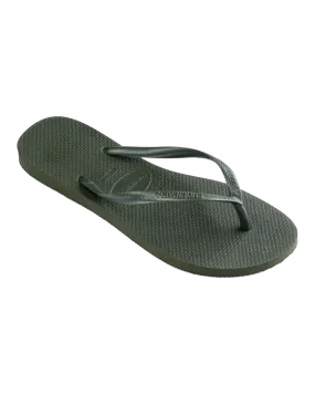 Slim Flip Flops in Green Olive