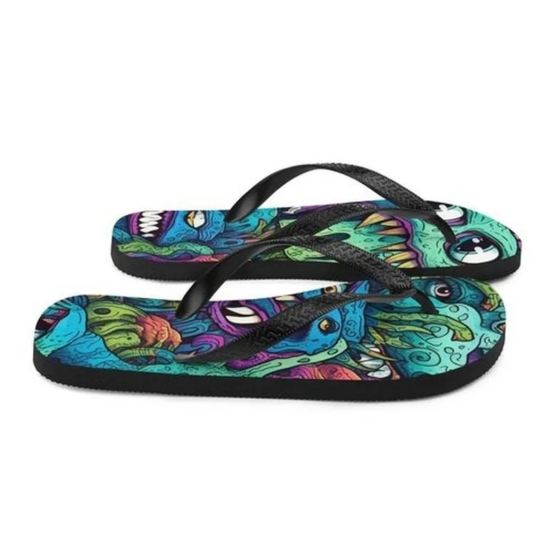 Trippy Monsters Flip-Flops, Summer Vibes Design