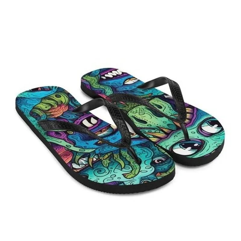 Trippy Monsters Flip-Flops, Summer Vibes Design