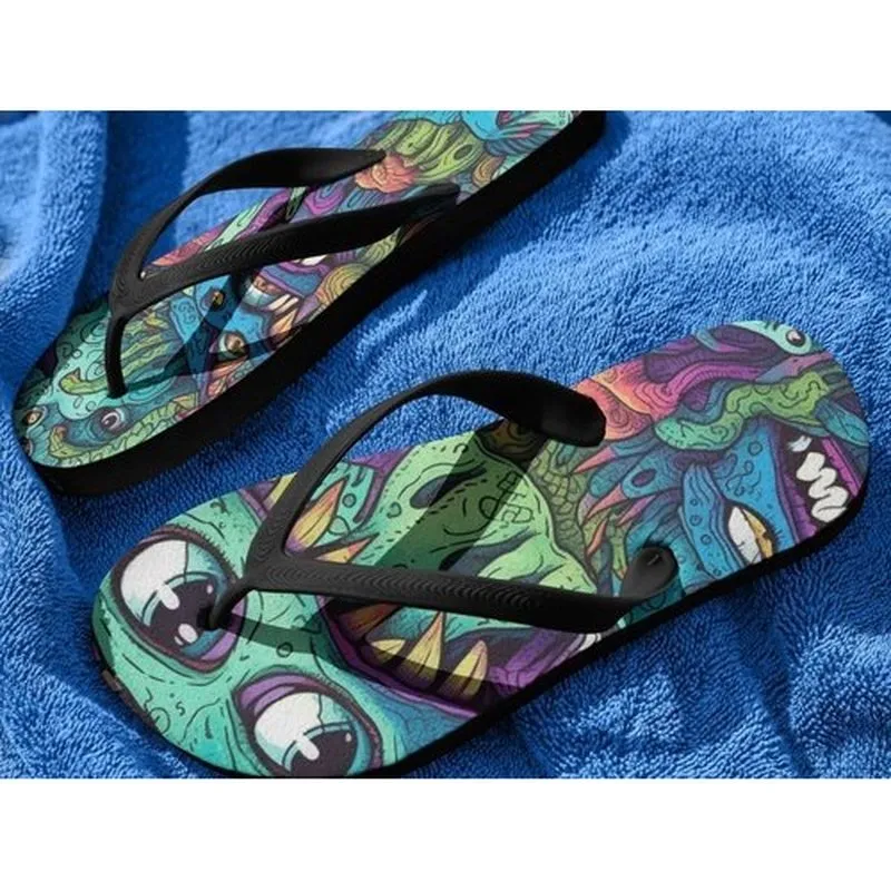 Trippy Monsters Flip-Flops, Summer Vibes Design