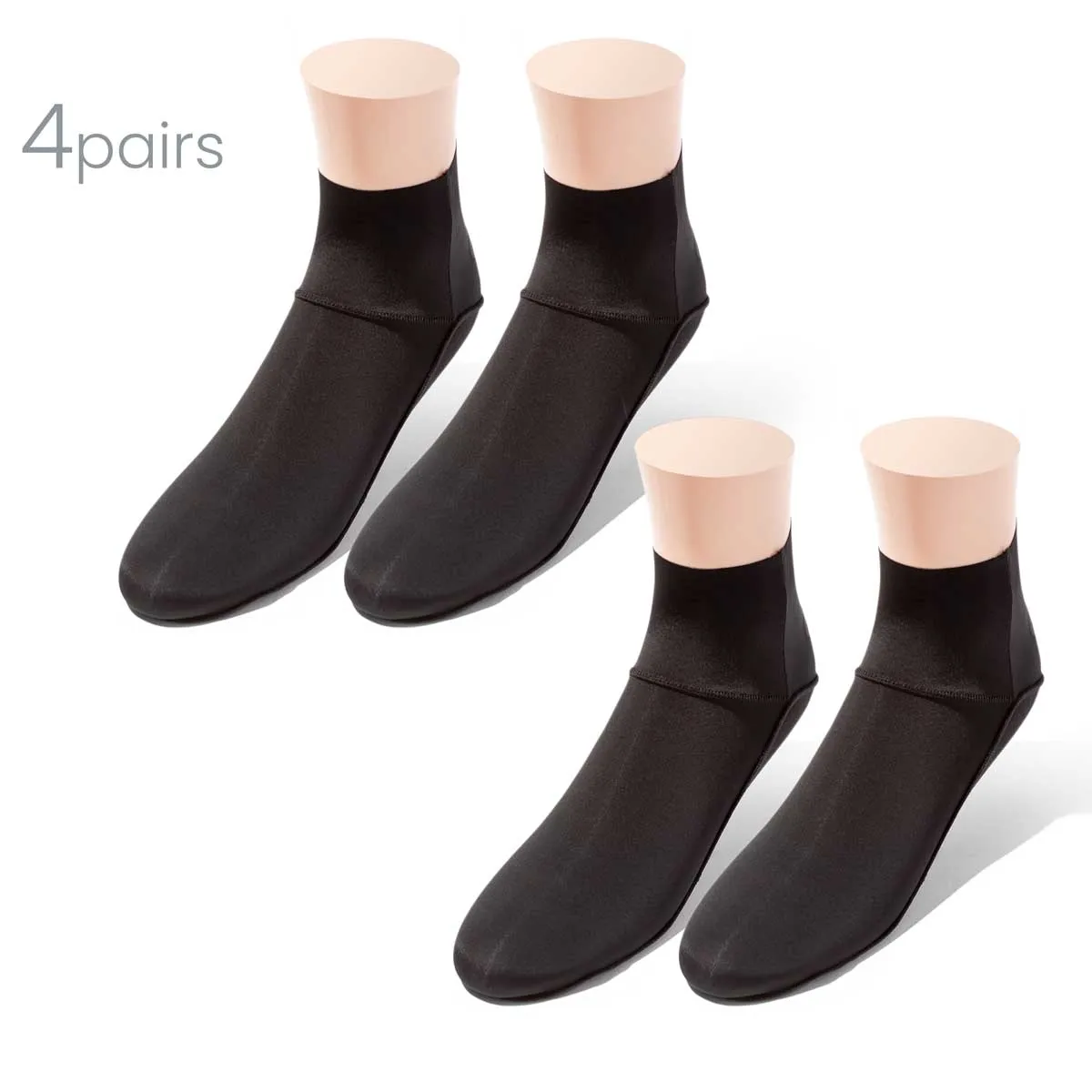 Ultra Thin InvisiLite Quarter Socks for Ankle Booties | BLACK 4 Pairs