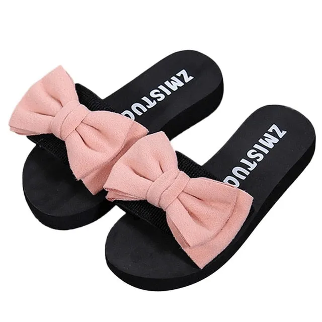 Women Bow Summer Slipper Indoor Outdoor Flip-flops