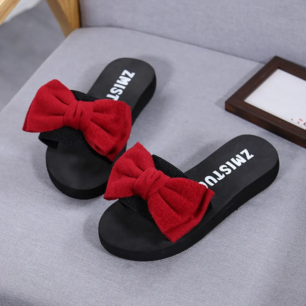 Women Bow Summer Slipper Indoor Outdoor Flip-flops