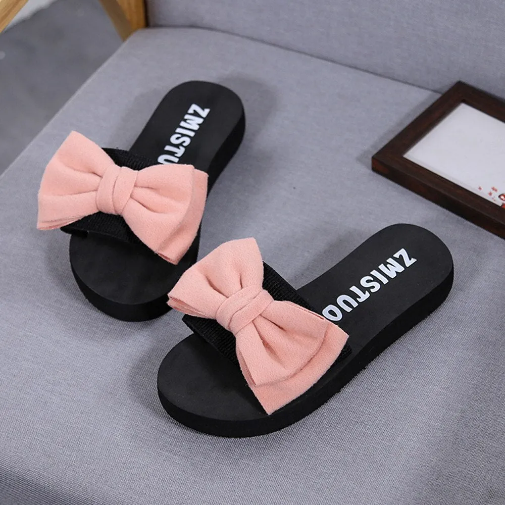 Women Bow Summer Slipper Indoor Outdoor Flip-flops