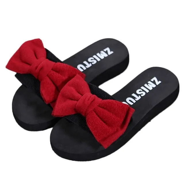 Women Bow Summer Slipper Indoor Outdoor Flip-flops