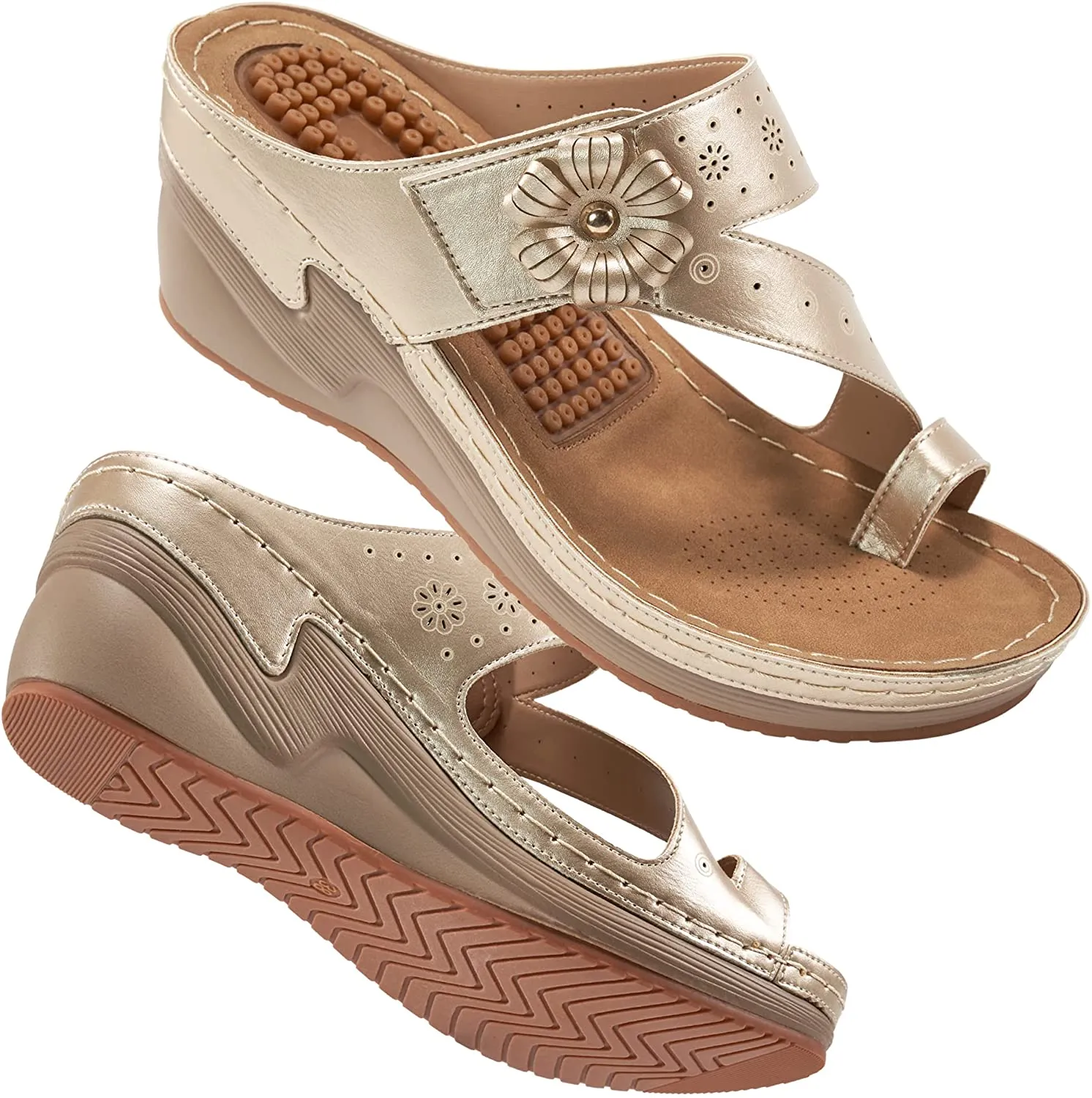 Womens Wedge Flip Flops Sandals with Arch Support Comfortable Platform Sandal