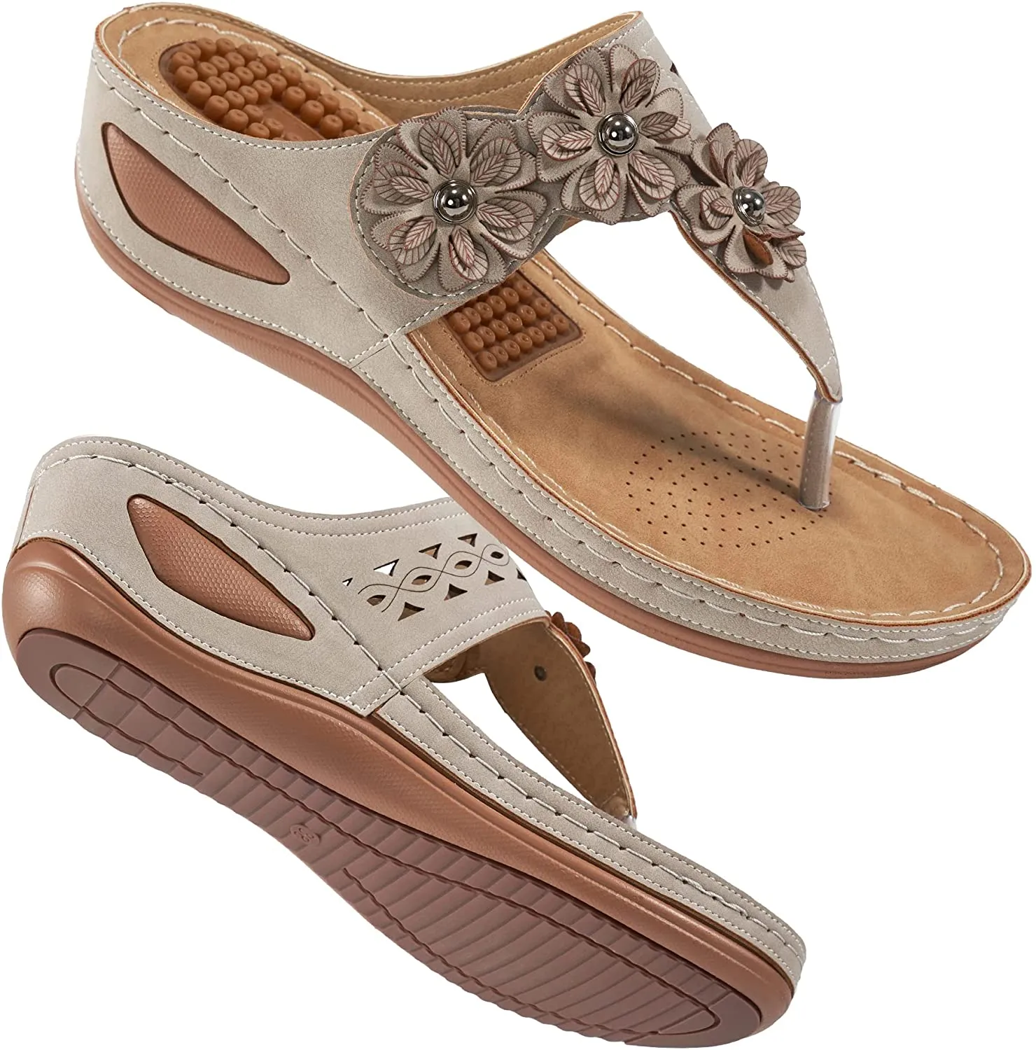 Womens Wedge Flip Flops Sandals with Arch Support Comfortable Platform Sandal