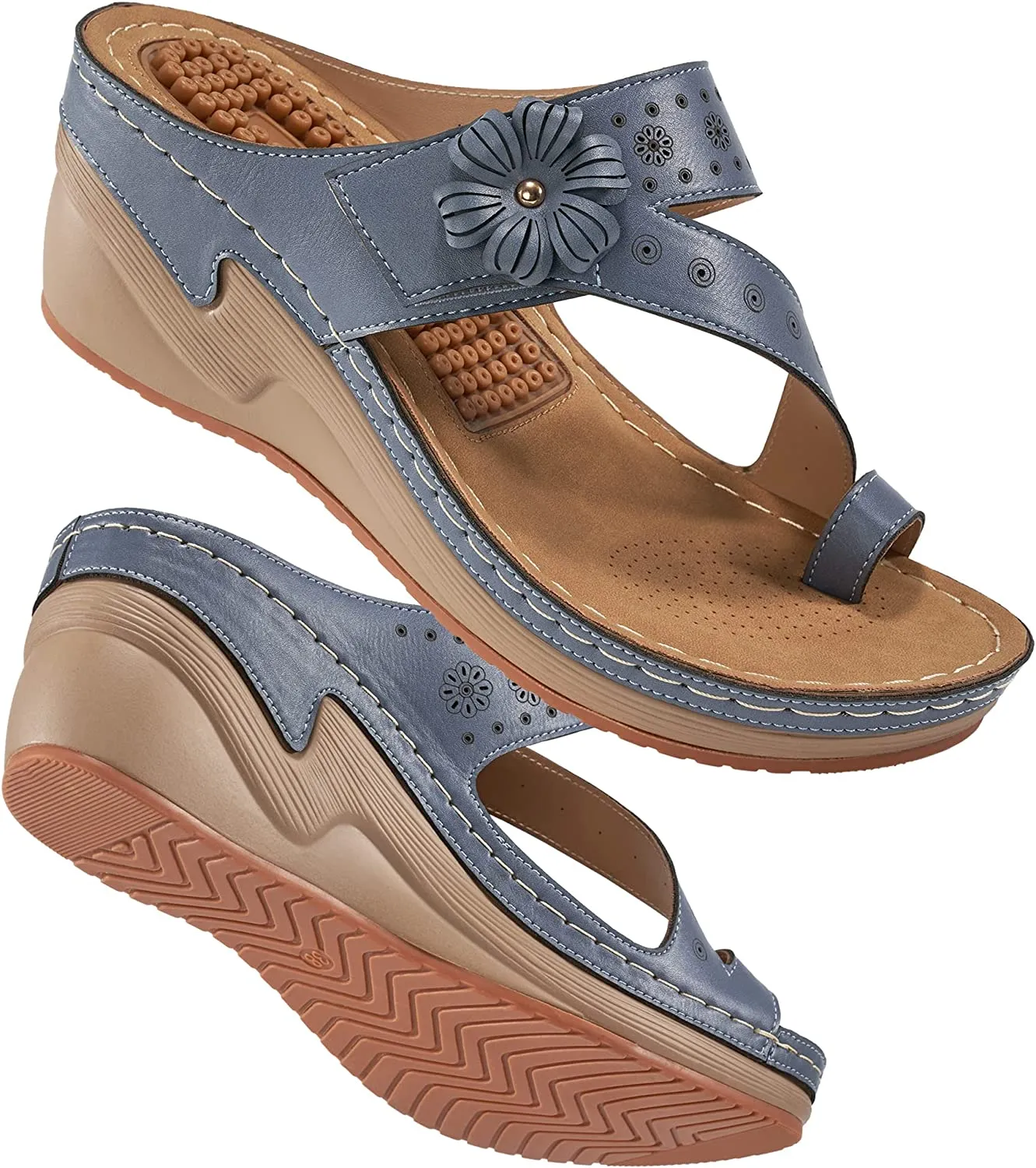 Womens Wedge Flip Flops Sandals with Arch Support Comfortable Platform Sandal