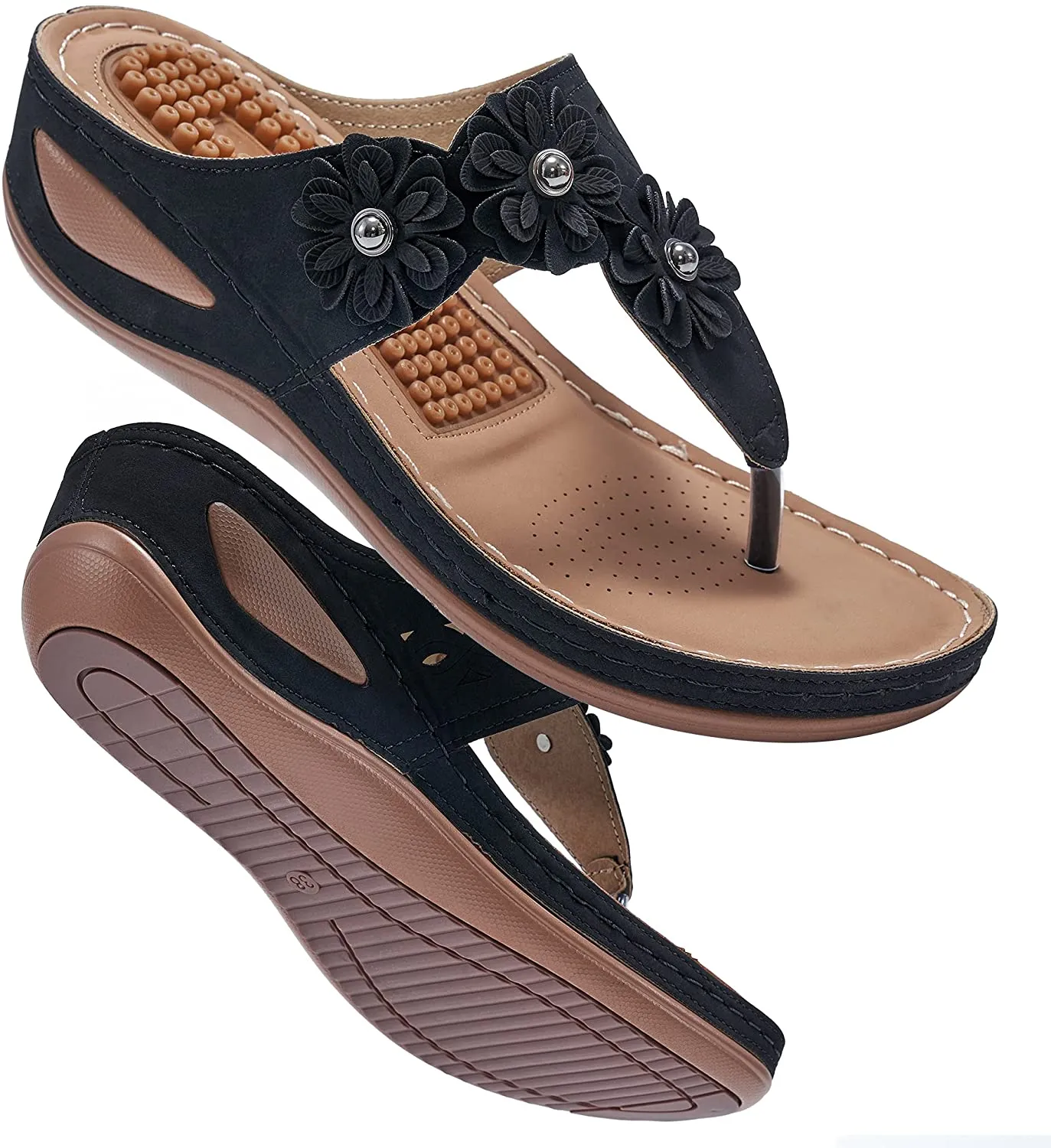 Womens Wedge Flip Flops Sandals with Arch Support Comfortable Platform Sandal